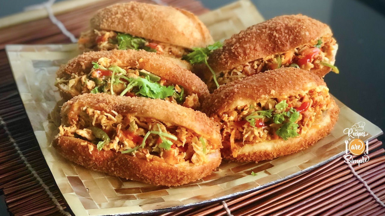 Bakery Style Fried Buns Chicken Sandwich recipe for bun filling and sauce Bakery Style FRIED Buns Chicken Sandwich