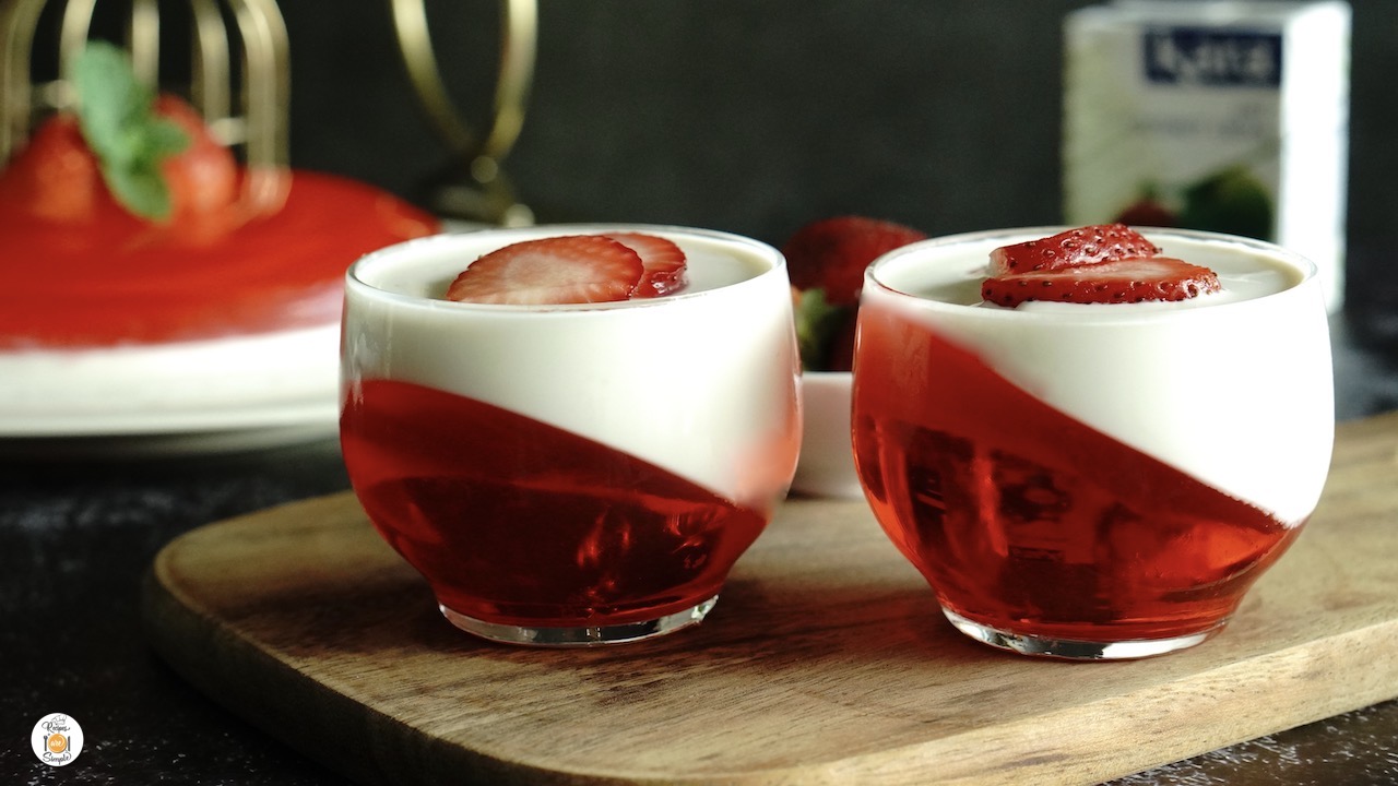 Coconut Panna Cotta with Strawberry Jelly recipe video