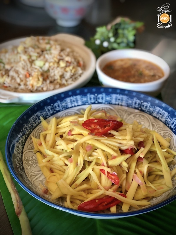 Raw Mango Salad (with Torch Ginger) with fried rice