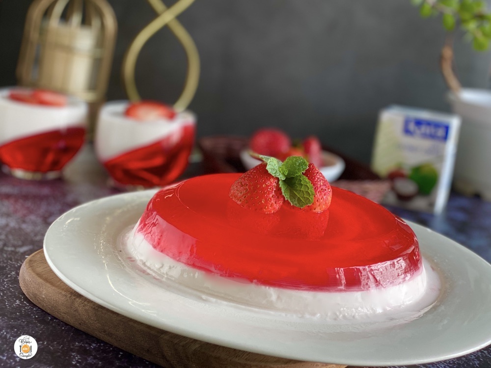 Coconut Panna Cotta with Strawberry Jelly - Recipes are Simple