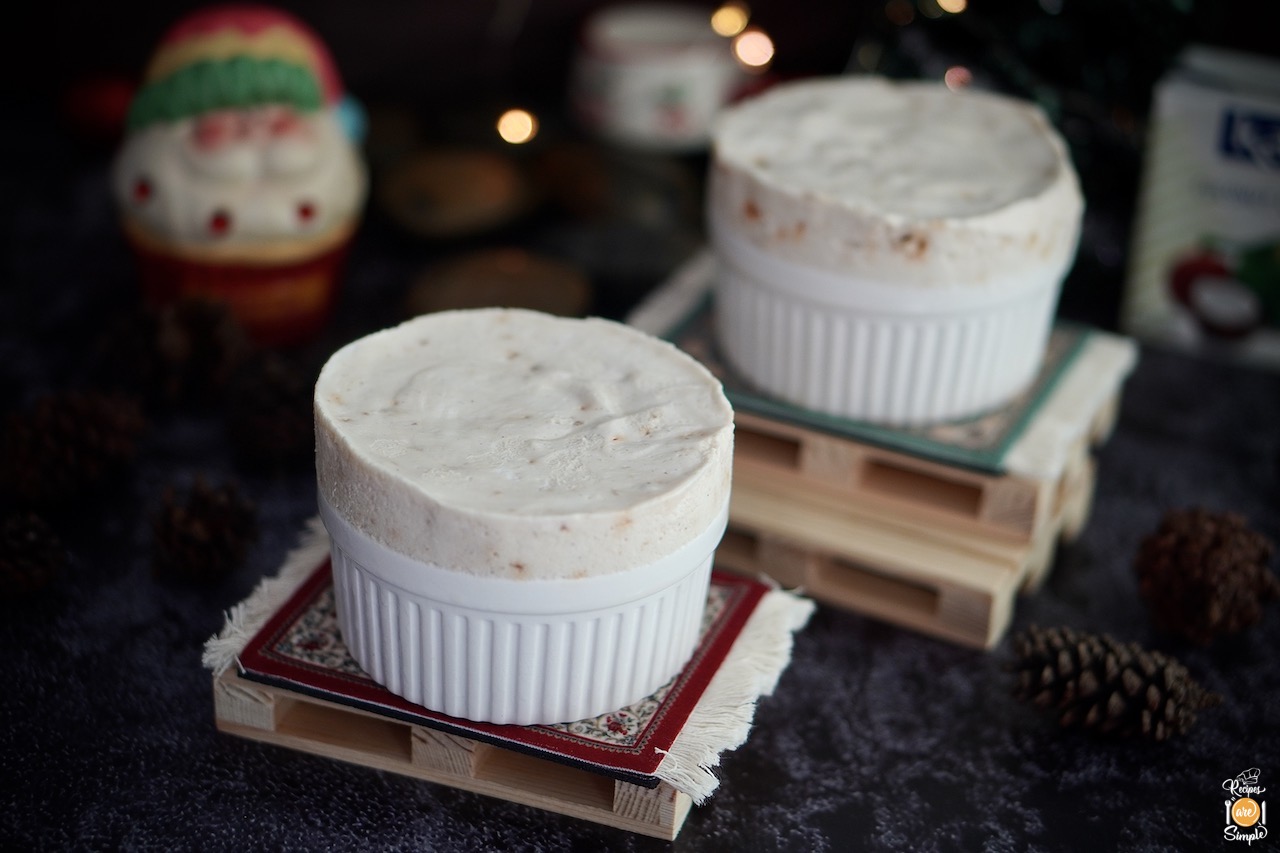 frozen coconut souffle with praline