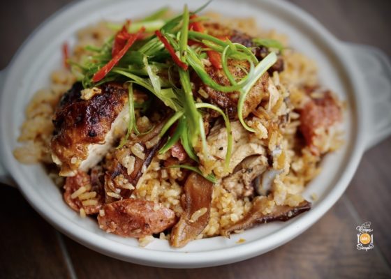 Claypot Chicken Rice (Sar Po Fahn) with Homemade Roasted Chicken