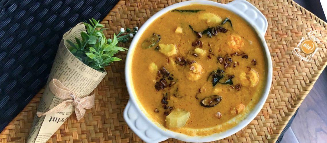 Chakkakuru Manga Chemmeen Curry (Shrimp curry with Raw Mango and Jackfruit Seeds)