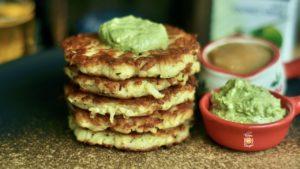 German Potato Pancakes with coconut cilantro sauce