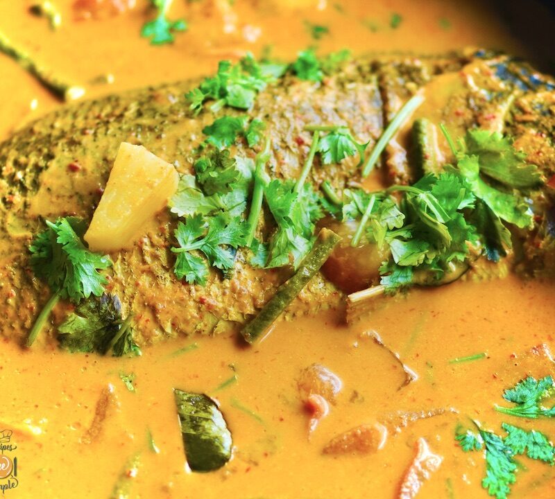 Nyonya Whole Seabass Curry with Pineapple and Long Beans recipe